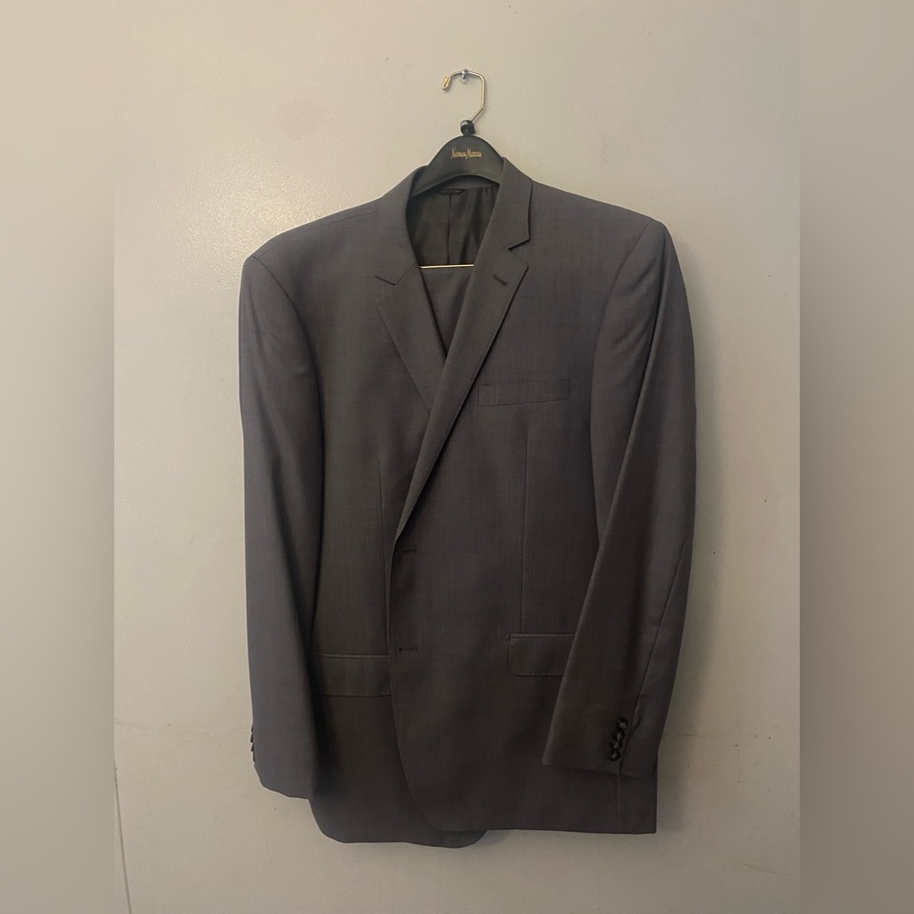 Gray tweed suit